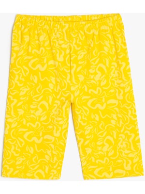 Koton Kısa Tayt Batik Desenli Beli Lastikli Pamuklu