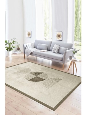 Napoli Home Dijital Baskılı Kaymaz Yıkanabilir Modern Desen Yolluk Mutfak Salon Halısı, N-Modern-94-Vizon,