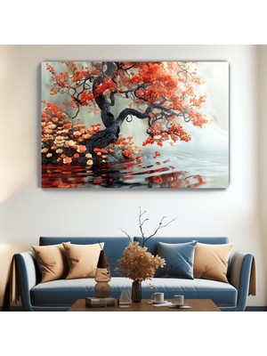 Arkeot Nehir Kenarı Kanvas Duvar Tablosu - Ev Salon Oturma - Yatak Odası Mutfak Ofis Dekorasyonu