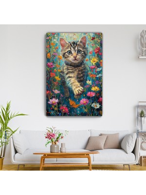 Arkeot Kedi Masalı Kanvas Duvar Tablosu - Ev Salon Mutfak Bebek - Çocuk- Yatak Odası Dekorasyonu