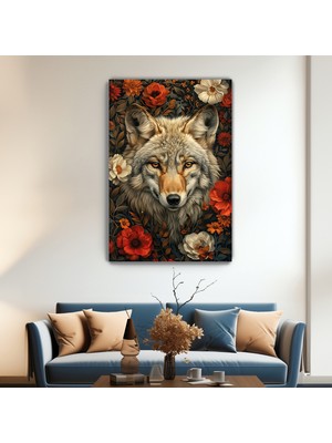 Arkeot Çiçeklerin Gözcüsü Kanvas Duvar Tablosu - Ev Salon Koridor Oturma Odası Ofis Dekorasyonu