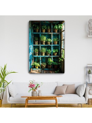 Arkeot Saksı Duvarı Kanvas Duvar Tablosu - Ev Salon Oturma Odası Mutfak Ofis Dekorasyonu -3d Boyut Görünüm