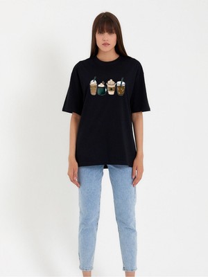 Hanclo Coffe Baskılı Oversize Tshırt