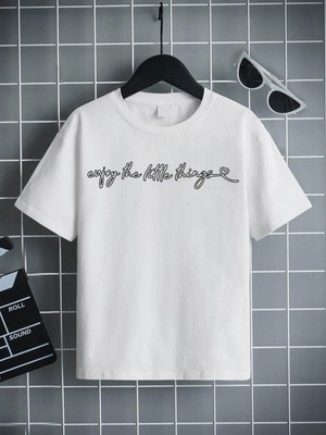 Hanclo Rahat Kalıp Pamuklu Baskılı Siyah Çocuk T-Shirt