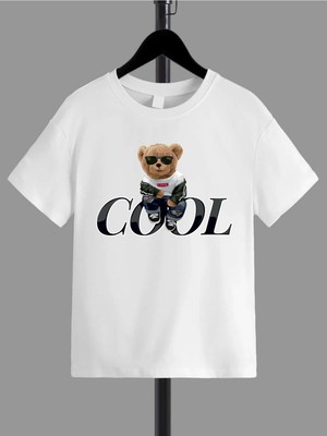 Hanclo Rahat Kalıp Pamuklu Cool Ayıcık Baskılı Çocuk T-Shirt