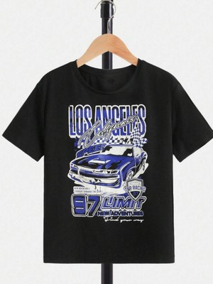 Hanclo Rahat Kalıp Pamuklu Araba Baskılı Çocuk T-Shirt