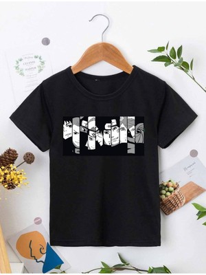 Hanclo Rahat Kalıp Pamuklu Baskılı Siyah Çocuk T-Shirt