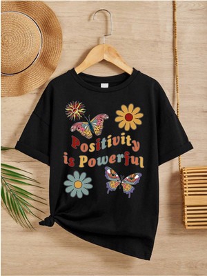 Hanclo Rahat Kalıp Pamuklu Baskılı Siyah Çocuk T-Shirt