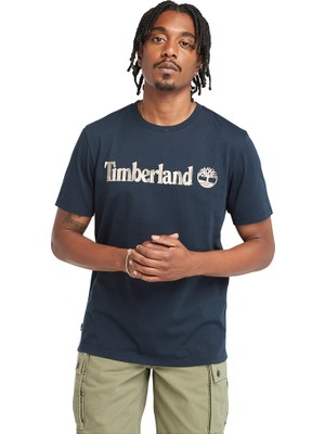 Timberland Camo Linear Logo Short Sleeve Tee Erkek Lacivert Tshirt TB0A5UNF4331