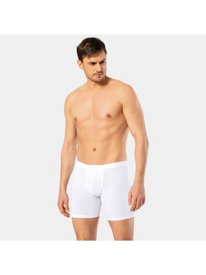 Cacharel Erkek Likralı Uzun Boxer (Bel Bantlı) 1336/BEYAZ