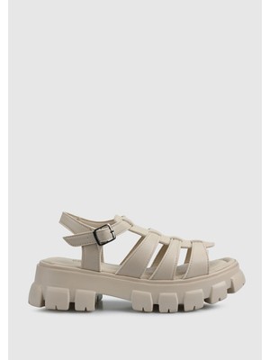 ProvoQ Krem Kadın Düz Sandalet