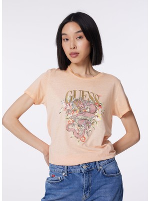 Guess Bisiklet Yaka Turuncu Kadın T-Shirt W4GI50K9SN1-F3F9