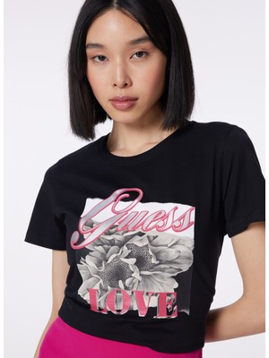 Guess Bisiklet Yaka Siyah Kadın T-Shirt W4GI17I3Z14-JBLK