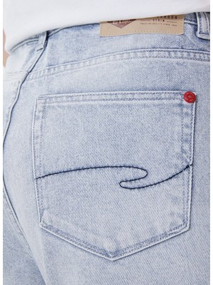 Lee Cooper Yüksek Bel Bol Paça Straight Açık Mavi Kadın Denim Pantolon 242 Lcf 121004 Sandy Posey Blue Lıg