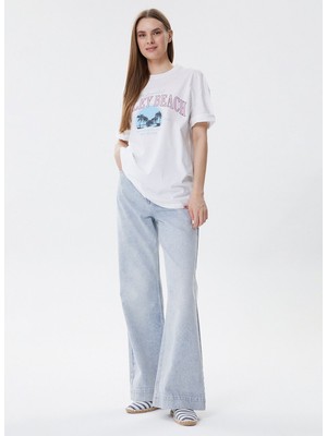 Lee Cooper Sandy Yüksek Bel Normal Kesim Düz Paça Mavi Kadın Jean Pantolon