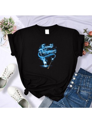 Leivor Expecto Patronum Baskılı Unisex Pamuk T-Shirt