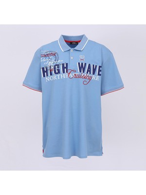 Wanex Erkek Kısa Kol Polo Yaka Baskılı Büyük Beden T-Shirt - BPL-400337 - Mavi