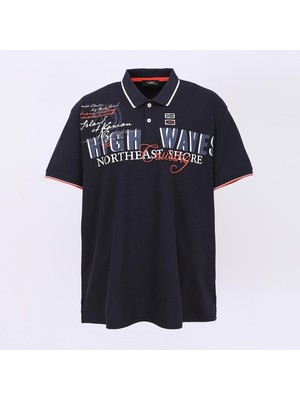 Wanex Erkek Kısa Kol Polo Yaka Baskılı Büyük Beden T-Shirt - BPL-4003305 - Koyu Lacivert