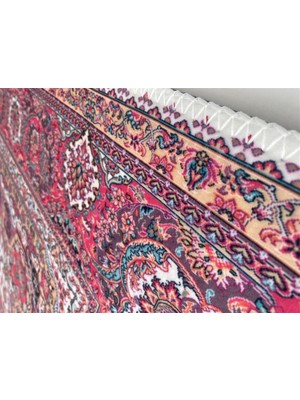 Carpettex Bambu Halı İpeksi Yumuşak Su ve Leke Tutmaz Klasik Desenli Pembe Halı