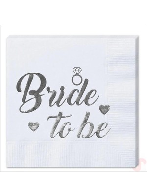 16 Adet Bride To Be Temalı Gümüş Peçete