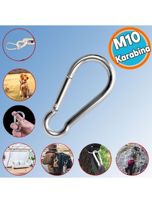 Nzb Karabina Yaylı Kanca Paslanmaz Çelik Kilit Tırmanma Dağcılık Kamp Ekipmanları Salıncak Hamak Anahtar Askı Kilidi (10 Mm)