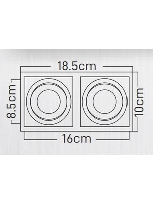 Maxled Sıva Altı Gu-10 Duylu Ikili Saten Siyah Dekoratif Spot Kasa MX-2038