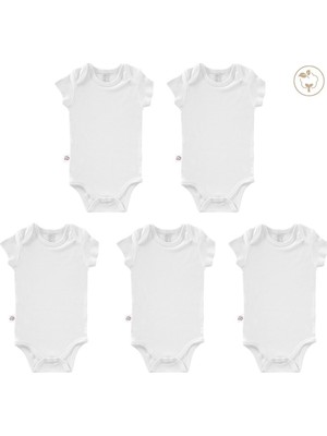 Tiny Lamb Beyaz Renk Bodysuit Kısa Kollu 5'li Set  %100 Pamuk  Beyaz Renk Bebek Atleti Seti