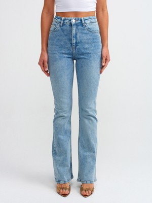 Dilvin 71491 Tint Yıkama Flare Denim Pantolon-Tint