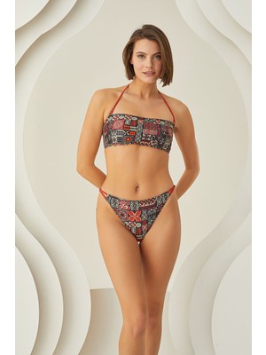 Loya Renkli Lave Strapless Tek Üst Bikini