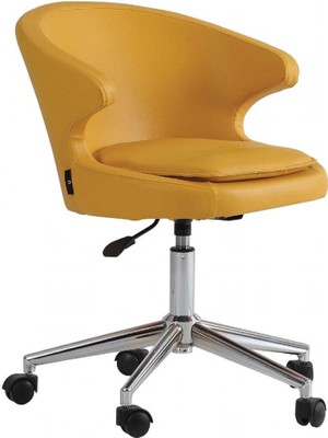 Herkese Mobilya Koket Sarı Deri Çalışma Koltuğu Personel Koltuğu