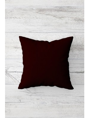 Pelangi Düz Renk Bordo Çift Tarafı Baskılı Gizli Fermuarlı Yastık Kılıfı Kırlent Koltuk Yastık Kılıfı