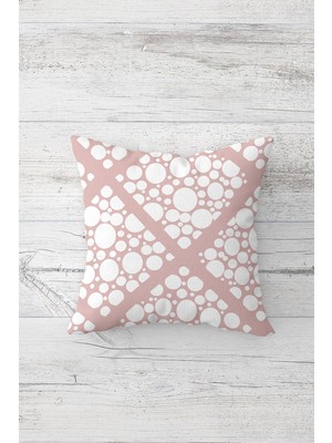 Pelangi Iri Puantiye Klın Şeritli Çift Tarafı Baskılı Gizli Fermuarlı Kırlent Koltuk Yastık Kılıfı