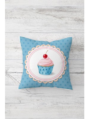 Pelangi Cupcake Modern Çift Taraflı Baskılı Gizli Fermuarlı Yastık Kılıfı Kırlent Koltuk Yastık Kılıfı