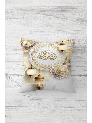 Pelangi Ramadan Kareem Fener Hilal Etnik Çift Tarafı Baskılı Gizli Fermuarlı Kırlent Koltuk Yastık Kılıfı