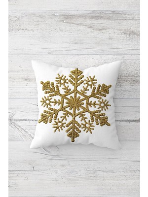 Pelangi Gold Kar Tanesi Çift Tarafı Baskılı Gizli Fermuarlı Yastık Kılıfı Kırlent Koltuk Yastık Kılıfı