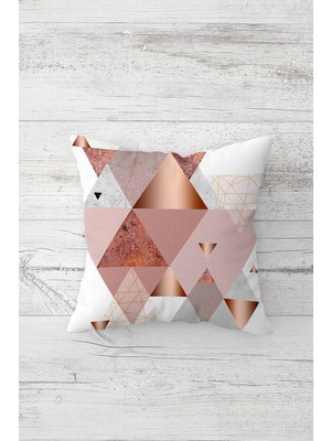 Pelangi Geometrik Mermer Desenli Çift Tarafı Baskı Gizli Fermuar Yastık Kılıfı Kırlent Koltuk Yastık Kılıfı