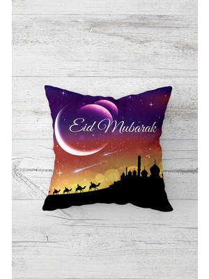 Pelangi Develer Ramazan Temalı Çift Tarafı Baskılı Gizli Fermuarlı Yastık Kılıfı Kırlent Yastık Kılıfı