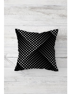 Pelangi Siyah Beyaz Puantiye Çift Tarafı Baskılı Gizli Fermuarlı Yastık Kılıfı Kırlent Koltuk Yastık Kılıfı