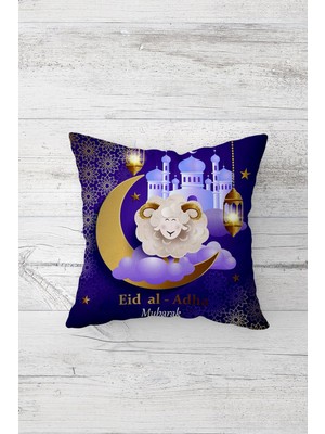 Pelangi Eid Al Adha Mubarak Ramazan Çift Tarafı Baskılı Gizli Fermuarlı Yastık Kılıfı Kırlent Yastık Kılıfı