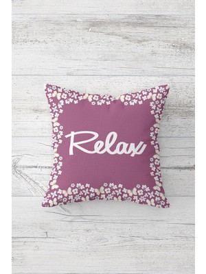 Pelangi Relax Yazılı Çift Tarafı Baskılı Gizli Fermuarlı Yastık Kılıfı Kırlent Koltuk Yastık Kılıfı