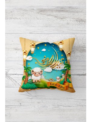 Pelangi Eid Al Adha Ramazan Temalı Çift Tarafı Baskılı Gizli Fermuarlı Yastık Kılıfı Kırlent Yastık Kılıfı