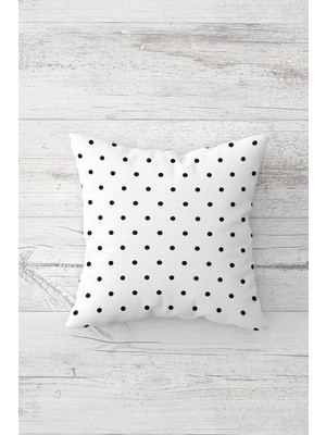 Pelangi Siyah Beyaz Puantiye Çift Tarafı Baskılı Gizli Fermuarlı Yastık Kılıfı Kırlent Koltuk Yastık Kılıfı