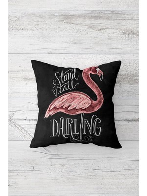 Pelangi Flamingo Desenli Çift Tarafı Baskılı Gizli Fermuarlı Yastık Kılıfı Kırlent Koltuk Yastık Kılıfı