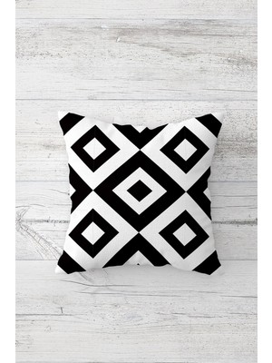 Pelangi Geometrik Iç Içe Karo Çift Tarafı Baskılı Gizli Fermuarlı Yastık Kılıfı Kırlent Koltuk Yastık Kılıfı