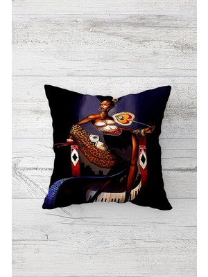 Pelangi Vamp Siyahi Kadın Çift Tarafı Baskılı Gizli Fermuarlı Yastık Kılıfı Kırlent Koltuk Yastık Kılıfı