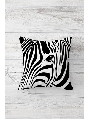 Pelangi Zebra Desenli Çift Tarafı Baskılı Gizli Fermuarlı Yastık Kılıfı Kırlent Koltuk Yastık Kılıfı