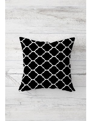 Pelangi Siyah Beyaz Ogea Desen Çift Taraflı Gizli Fermuarlı Yastık Kılıfı Kırlent Koltuk Yastık Kılıfı