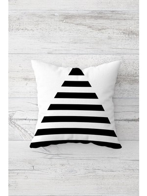 Pelangi Çizgili Üçgen Desen Çift Tarafı Baskılı Gizli Fermuarlı Yastık Kılıfı Kırlent Koltuk Yastık Kılıfı