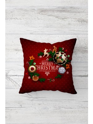 Pelangi Yeni Yıl Temalı Çift Tarafı Baskılı Gizli Fermuarlı Yastık Kılıfı Kırlent Koltuk Yastık Kılıfı