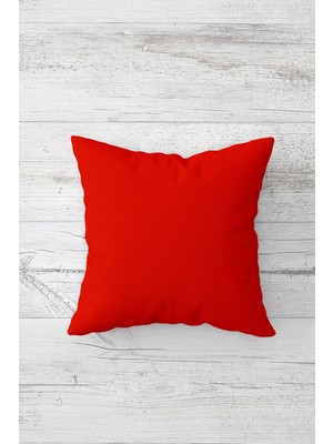 Pelangi Düz Renk Kırmızı Çift Tarafı Baskılı Gizli Fermuarlı Yastık Kılıfı Kırlent Koltuk Yastık Kılıfı